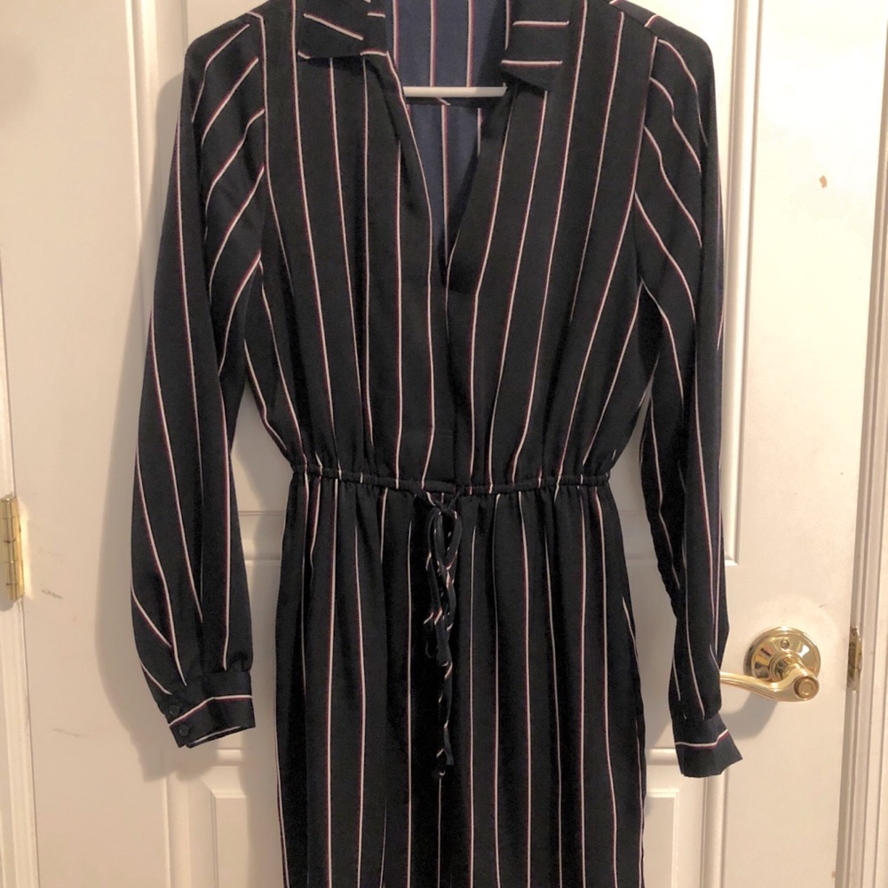 Nordstrom~Navy Pinstripe Shirt Dress View 2